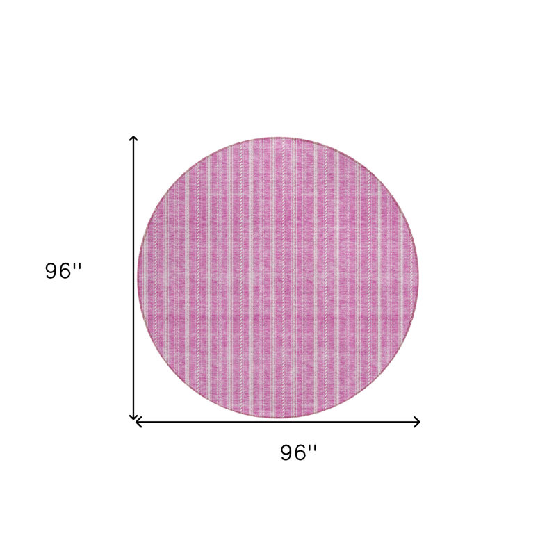 Tapis rond lavable à rayures 8 po