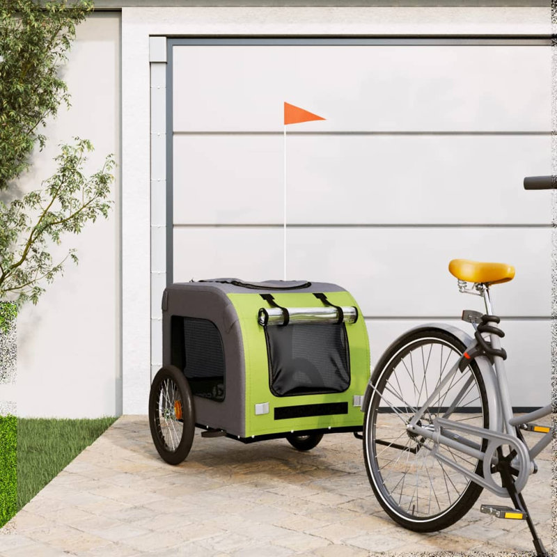 Pet Bike Trailer Oxford Fabric and Iron, Green, 73.5cm H x 133.5cm W x 69cm D
