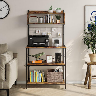 Manzella 31.5"Baker's Rack with Microwave Compatibility,Freestanding Kitchen Storage Rack with Hutch&Hooks