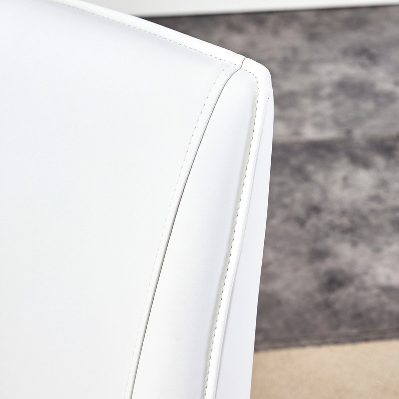 31,5 pouces table en marbre blanc et 4 chaises de conception simple antidérapantes, 5 pièces: table, 4 chaises, Blanc