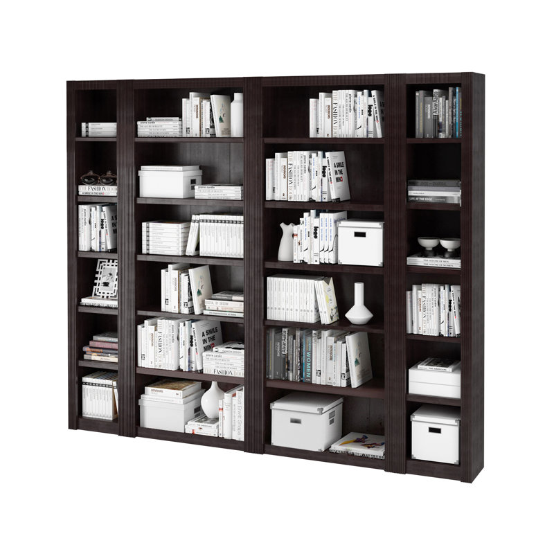 Elona 213 cm H x 255 cm W Solid Wood Library Bookcase, Basic, Havana Brown