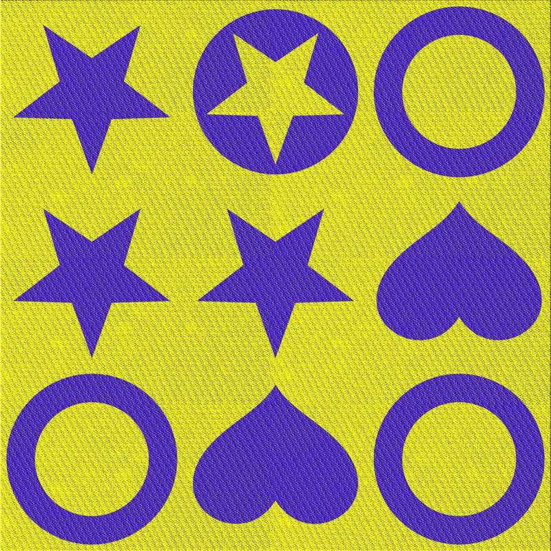 Tapis jaune/mauve à motifs Kempston, Carré 8 pi