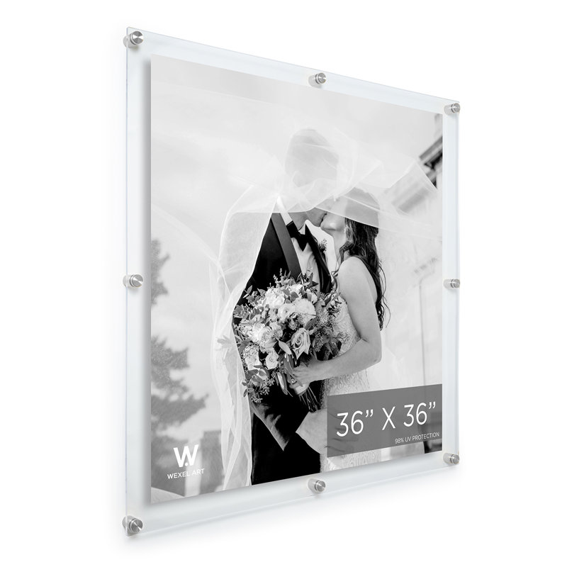 Cadre photo double panneau en acrylique, Argent, H 40 po x l 40 po