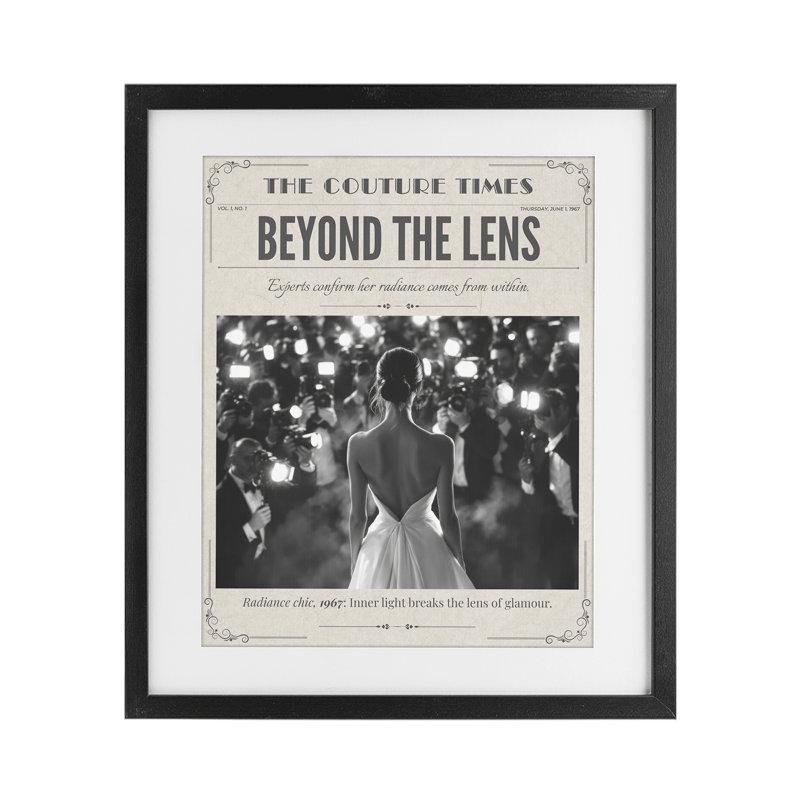 Le magazine The Couture Times, reproduction encadrée sous verre, conception d'un styliste aux pieds nus, Cadre noir minuit