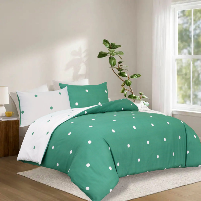 Kensington Microfiber Polka Dots Duvet Cover Set with Pillowcases Included, Double Duvet Cover + 2 Standard Pillowcases