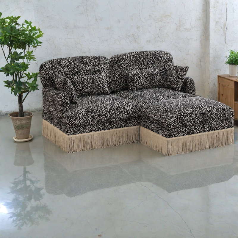 Canapés profonds, salon modulaire léopard en chenille