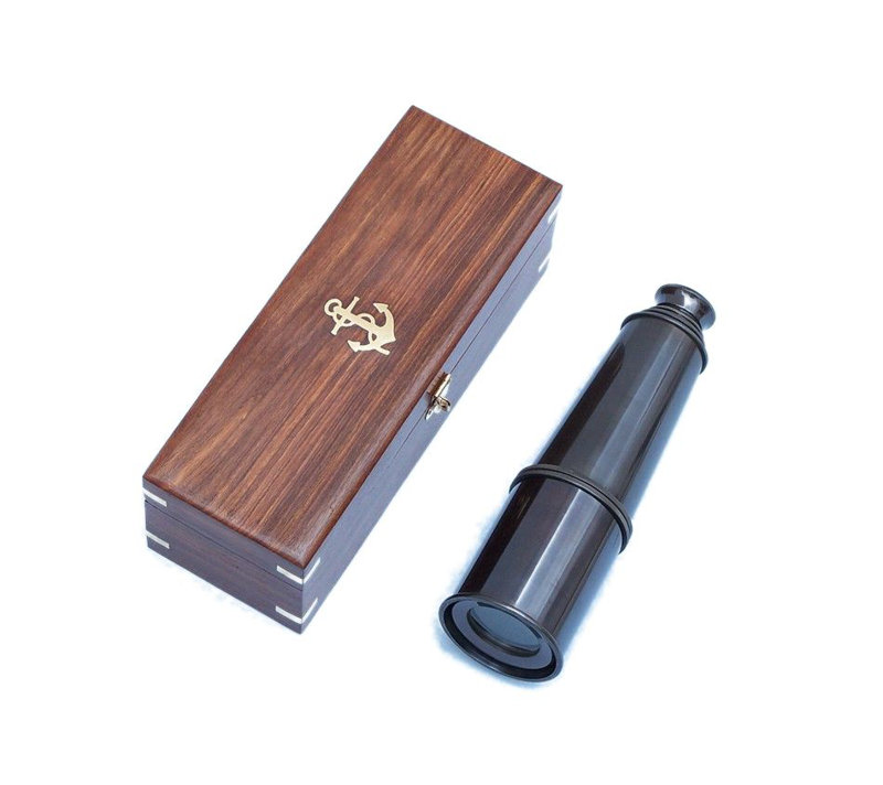 Télescope de spyglass de luxe de catégorie 27" Havertown, Noir avec boîtier en bois de rose