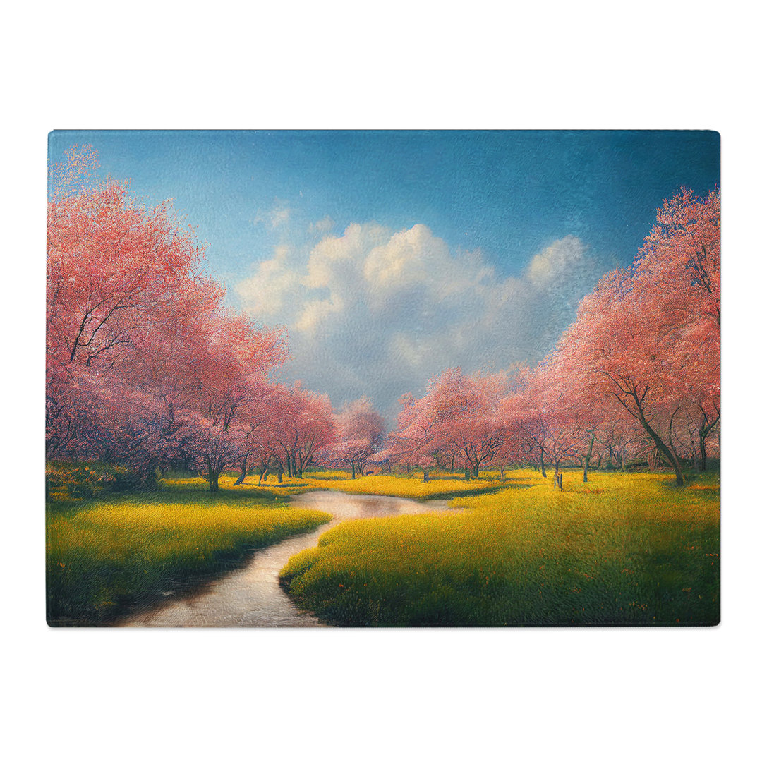 Miraculous Spring Forest  Glass Chopping Board