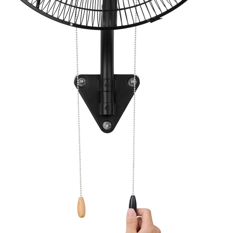 Ventilateur mural, ventilateur mural oscillant de 18 po, 3 vitesses, longue distance de circulation d'air, angle de rotation réglable, mécanique puissant pour l'industrie, commercial, garage, atelier, gymnase, noir