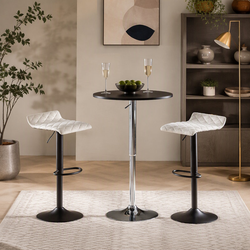 Table de bar réglable réglable en noir, 41" H x 23.75" W x 23.75" D, Black / Silver