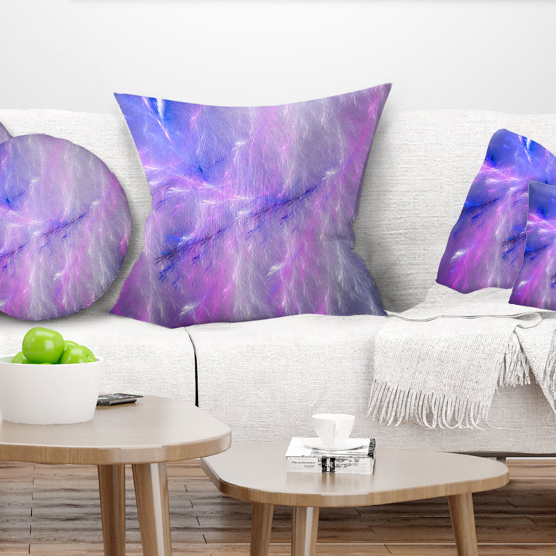 Mystic Yellow Thunder Sky - coussin imprimé abstrait, 16 po x 1 po, Coussin décoratif, Bleu