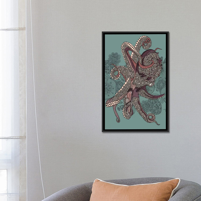 " Octopus " by Valentina Harper, 26" H x 18" W x 1.5" D, Black Framed Canvas, No Mat
