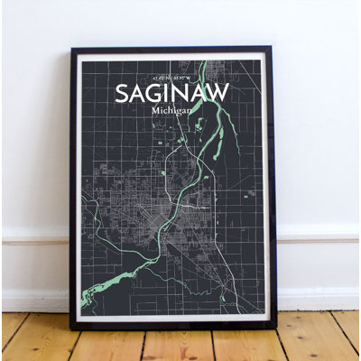 Saginaw City Map - No Frame Print
