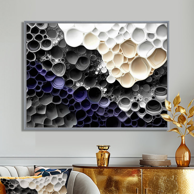 Décoration murale Celestial Dance Of Biometric Ink II - Encre liquide abstraite, H 24 po x l 32 po, Argent argent