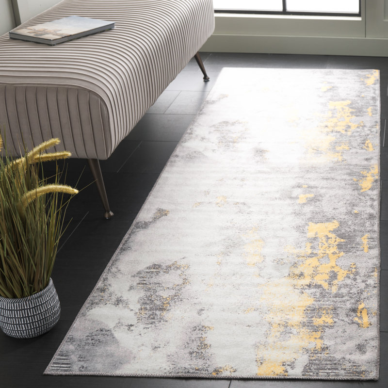 Tapis gris / doré Bennita 803, Tapis de couloir 2 pi 6 po x 8 pi