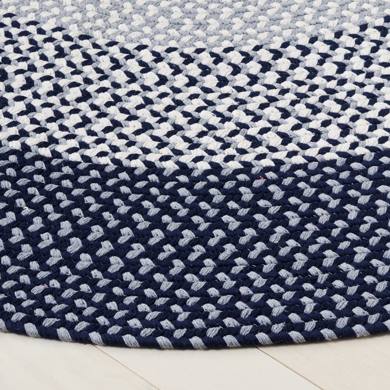 Sepp Hand Woven Cotton Performance Geometric Rug, Round 5'