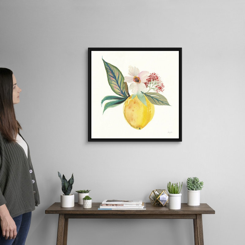 «Citrus Summer IV» par Kristy riz - reproduction d'art sur toile, H 26 po x l 26 po x P 1,75 po, Cadre flottant noir