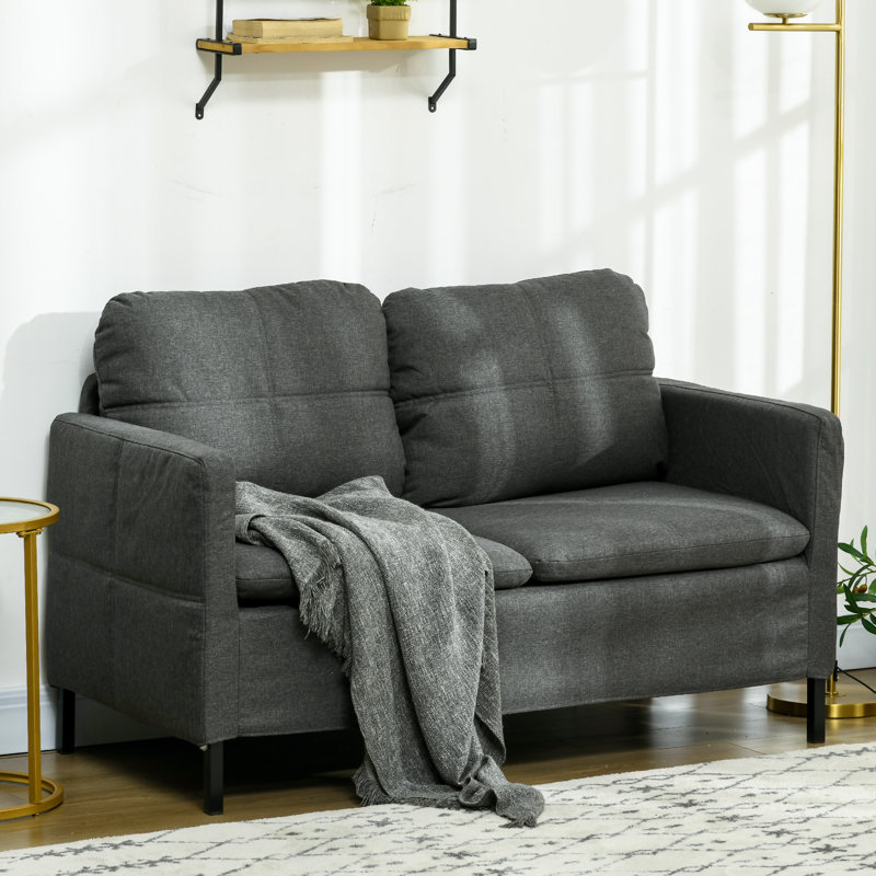 Causeuse à accoudoirs carrés 53,1 po Deisi, Polyester à 100 % bleu foncé