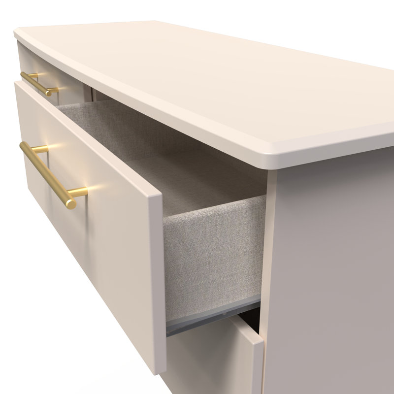 Fully Assembled Abiezer 4 Drawer 112Cm W Double Dresser, Cream
