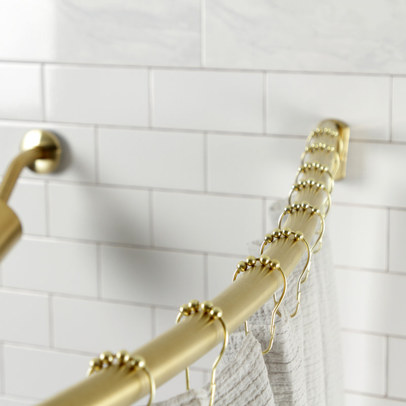 Kingston Brass Edenscape 60-Inch-72-Inch Stainless Steel Adjustable Single Curved Shower Curtain Rod, Brushed Brass