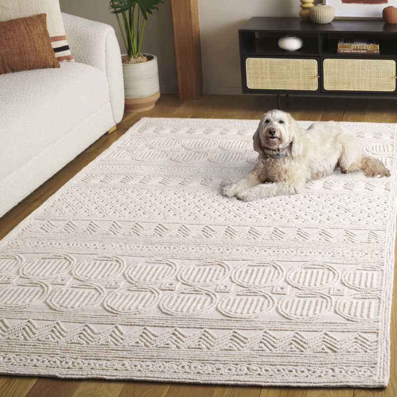Southwell Hand Tufted Wool And Cotton With Latex Oriental Rug, Rectangle 5' x 8'