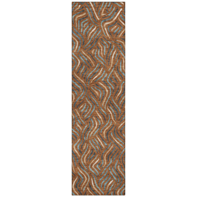 Machine Washable Indoor/Outdoor Chantille ACN2474 Abstract Rug