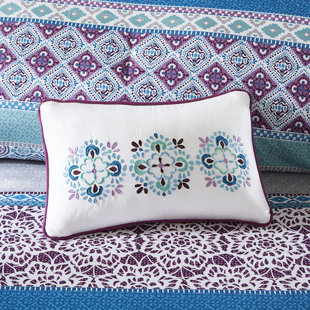 Purple Twin Comforter , Global Print Design, Microfiber Material, 2 Shams, Decorative Pillows, Machine Washable Bedding With Bright Prints, ,