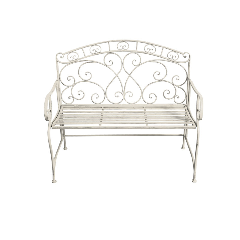 Mcglone Iron Outdoor Bench, Antique White