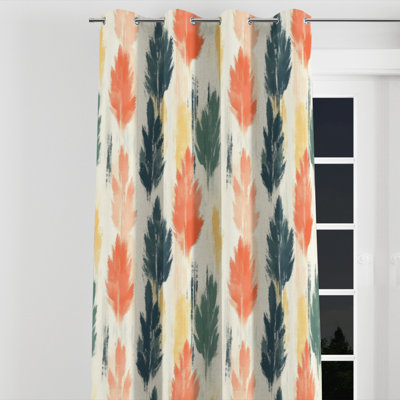 Boho Curtains for bedroom - Blue Meadow Ikat Grommet Curtain - 1 Panel