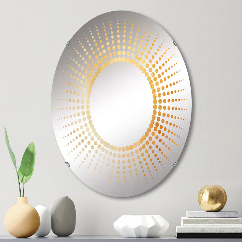  Miroir Starburst , H 30 po x l 20 po, Champagne au lever du soleil en spirale 