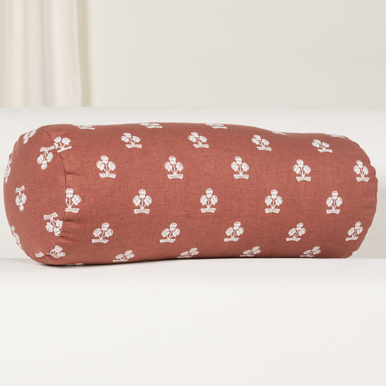Hamachi Cotton Throw Pillow, Polyester, Bolster 8"H x 21"W, Cinnabar Red Floral