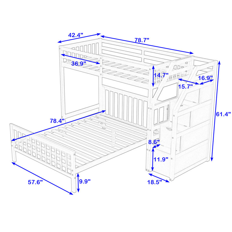 Demler Kids Twin Over Full Bunk Bed, White