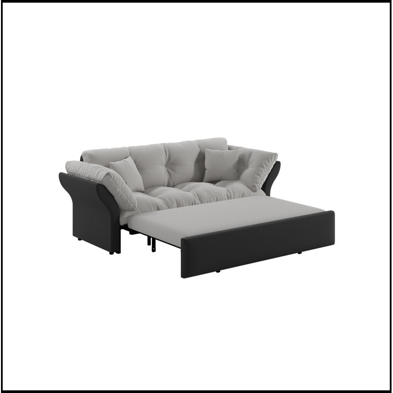 Grand canapé-lit escamotable, canapé-lit capitonné convertible 3-en-1, Gris