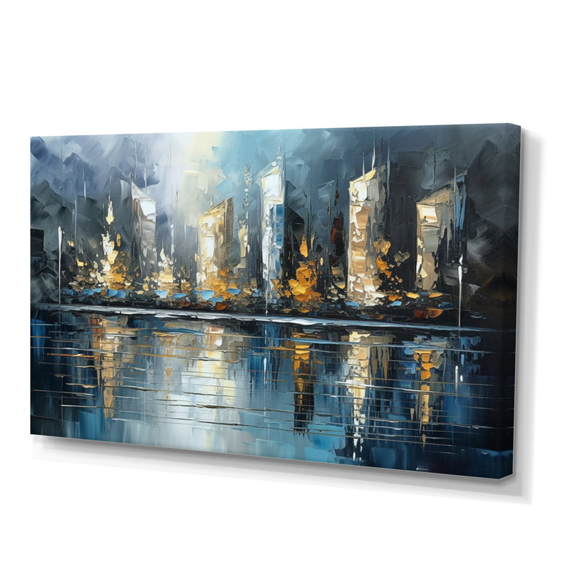 «Abstract City Skyline3», reproduction d'art sur toile, Toile tendue, H 30 po x l 40 po x P 1,5 po