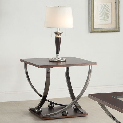 Table de bout carrée contemporaine avec tablette inférieure Rezan