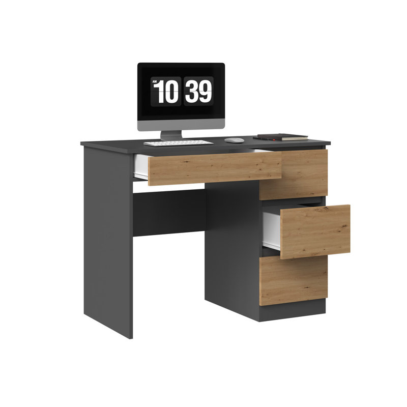 Eufelia Computer Desk, Black/Walnut, Right