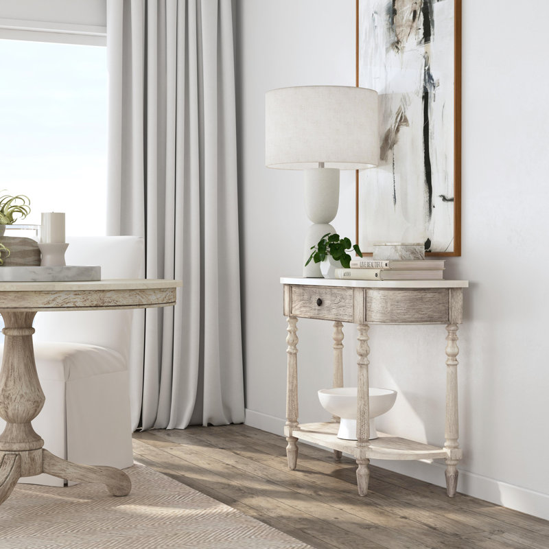 Danielle Marble 40" one- drawer Console Table, Rustic Gray