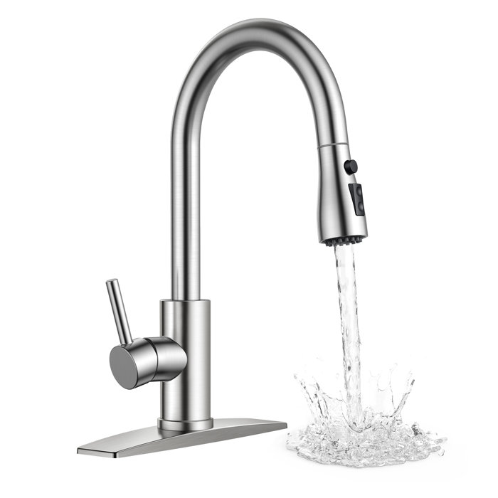 FORIOUS Pull Down Single Handle Kitchen Faucet with Accessories ...