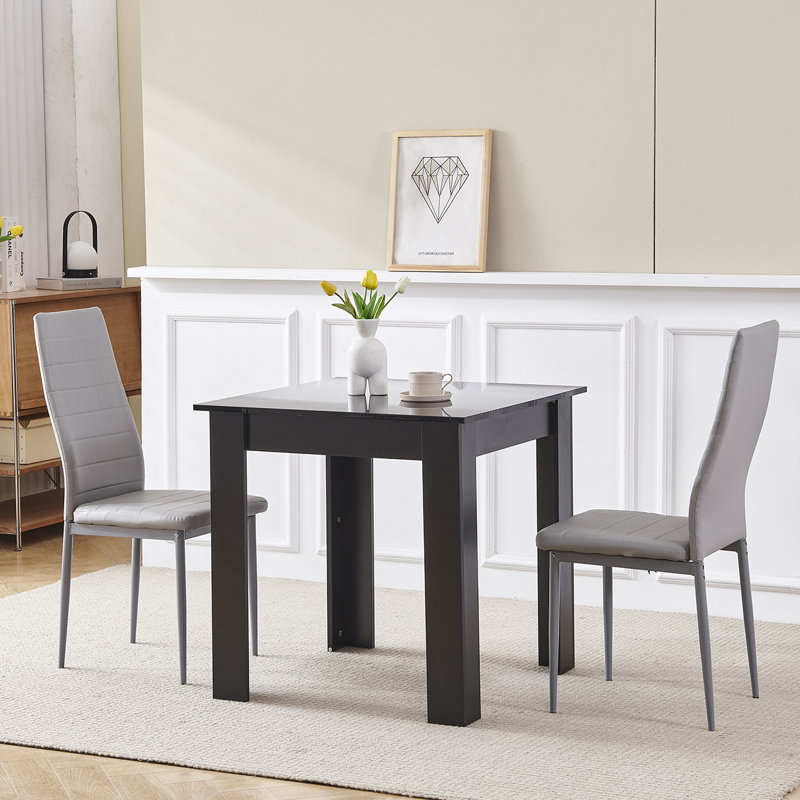 Dining Set, Grey Leather Line Chairs#2