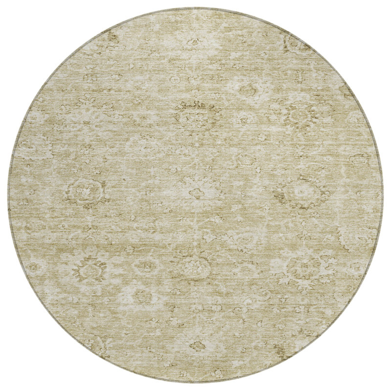 Tapis rond 8 po beige et brun
