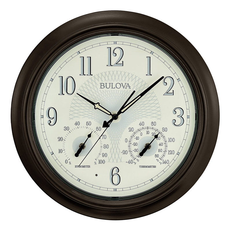 Oversized Oil Rubbed Bronze Outdoor Wall Clock with Thermometer and Hygrometer
