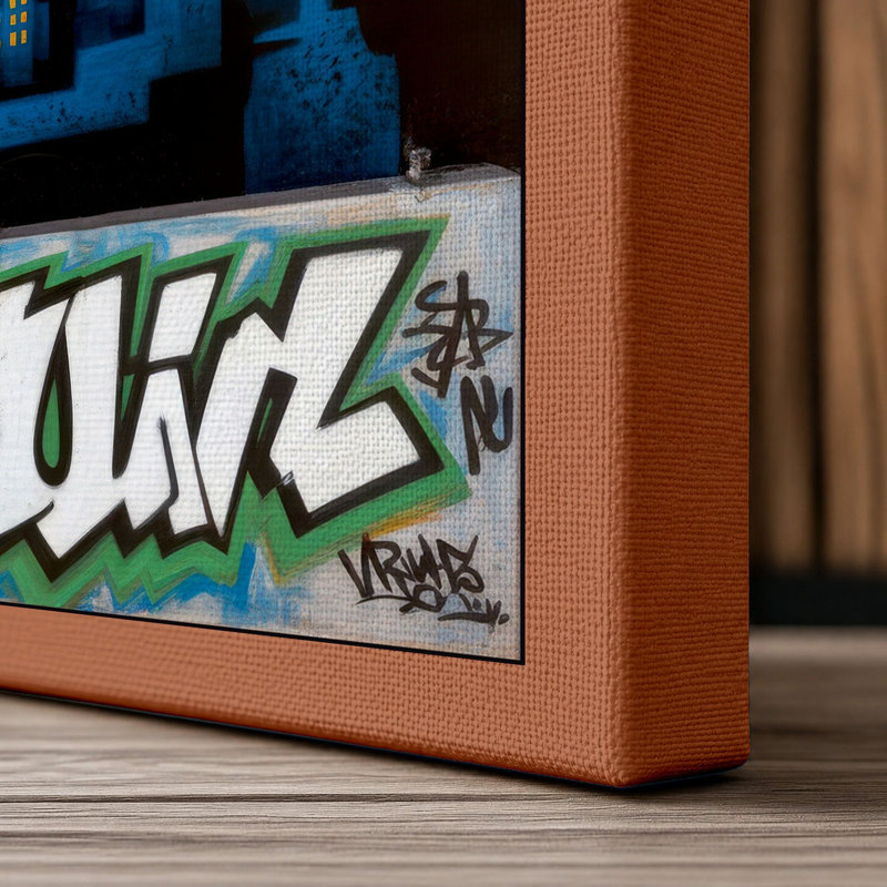 Electric City Nights Urban Art 1 Piece Wrapped Canvas Wall Art, 30x20 - 76.2 x 50.8 cm, Terracotta Border