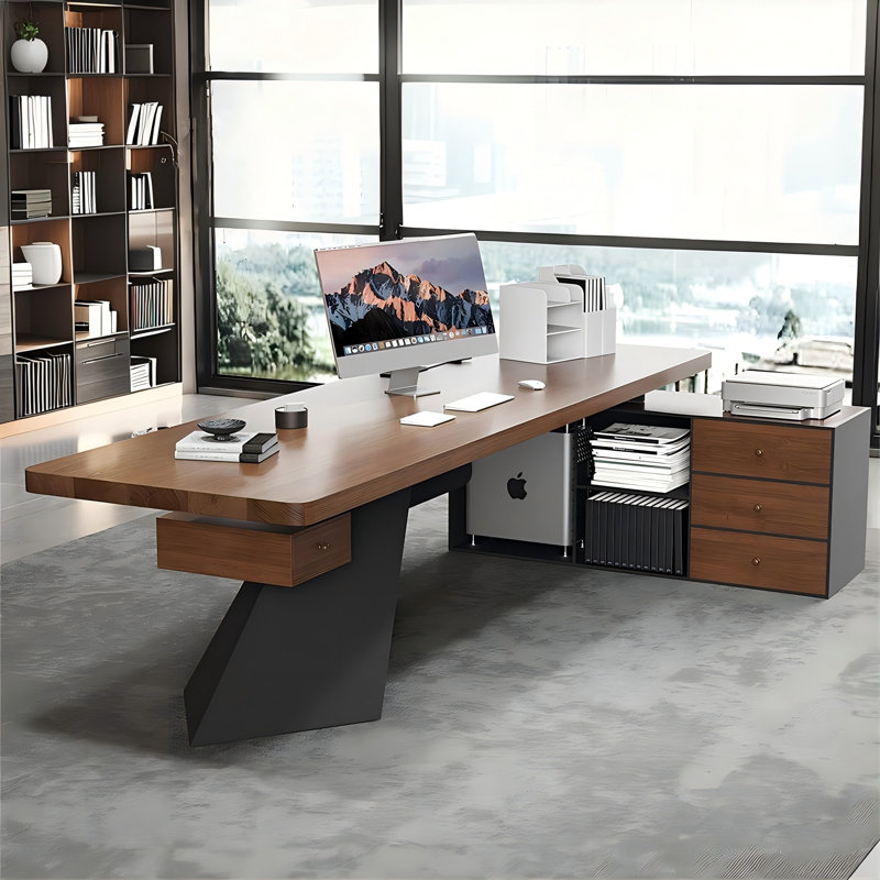 Bureau de direction en L 62,99 "en bois massif, H 29,53 po x l 62,99 po x P 31,5 po