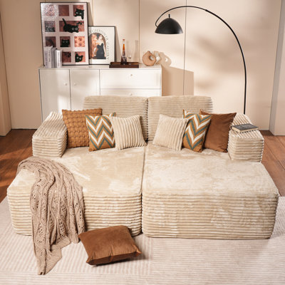 Cloudelle Boneless Compression Packed 4 - Piece Corduroy Sectional - No Assembly Required