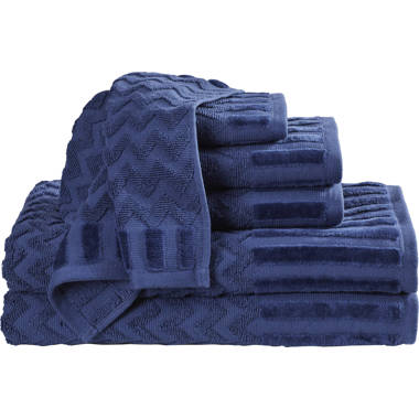 Lavish Home 100% Cotton Plush 8-Piece Bath Towel Set - Blue