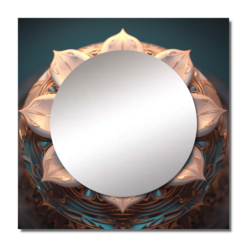Exquis rose doré Mandala VI - grand miroir carré Boho Mandala pour décoration murale, 36 po x 36 po