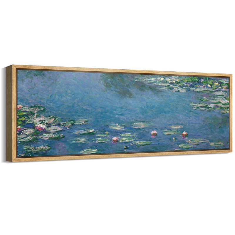 Tranquil Water Lilies Classic Impressionist Pond Antique Retro Fine Art Art, reproduction d'art encadrée décorative, Naturel