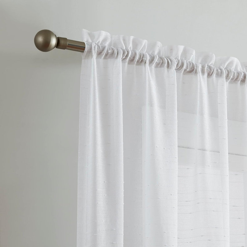 Rideau en polyester Valerle, Blanc, L 54 po x H 63 po