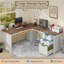 Bureau de direction en L Farmhouse avec tiroirs et tablette de rangement-1048624554