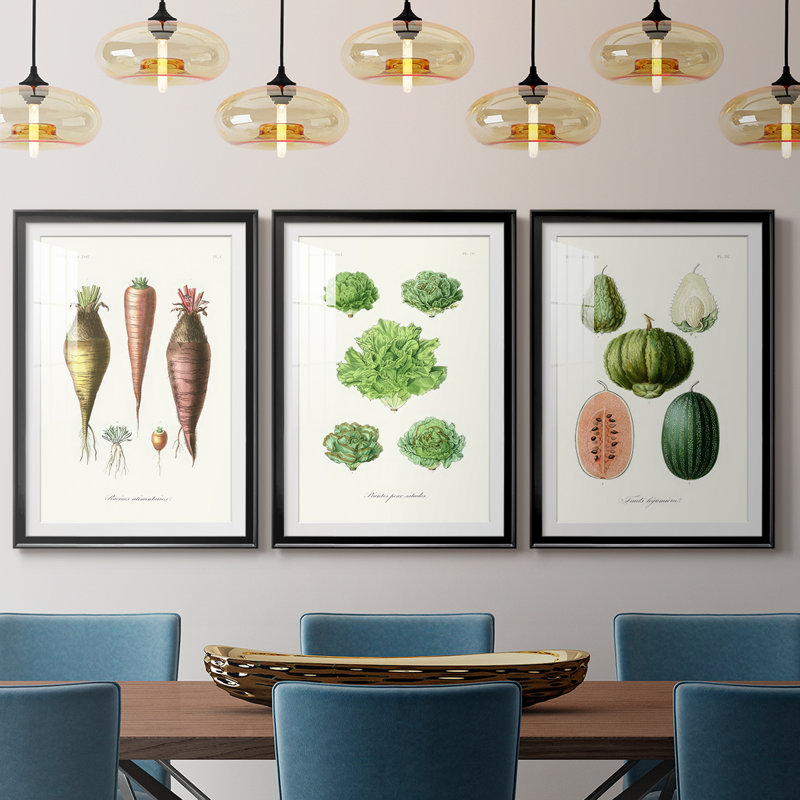 Variétés de fruits et légumes VI - Impression sur mesure encadrée de qualité supérieure - 3 pièces, Noir, H 21 po x l 30 po